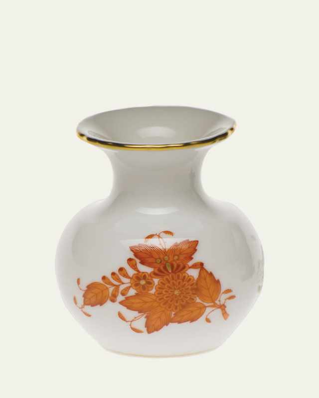 Chinese Bouquet Rust Medium Bud Vase with Lip